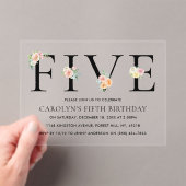 Invitations En Acrylique Simplement élégant Floral CINQ 5e anniversaire (In situ (ordinateur de poche))
