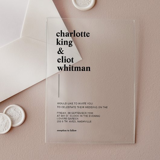 Invitations En Acrylique Simplement moderne, gras