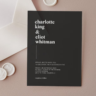 Invitations En Acrylique Simplement moderne, gras, acrylique gris foncé