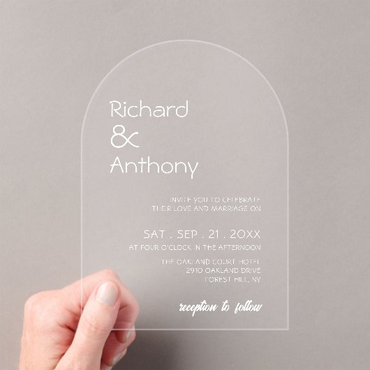 Invitations En Acrylique Simplement Moderne, Mariage Tendances (In situ (ordinateur de poche))