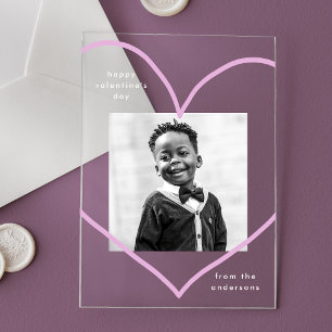 Invitations En Acrylique Simply Love Purple Heart Photo Saint-Valentin