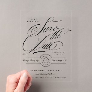 Invitations En Acrylique Site Web de Mariage Calligraphié Formel Enregistre