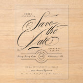 Invitations En Acrylique Site Web de Mariage Calligraphié Formel Enregistre (Recto)