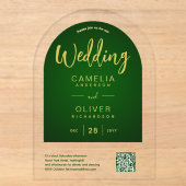 Invitations En Acrylique Site Web de réponse RSVP Code QR en Acrylique Vert (Recto)