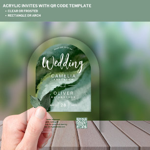 Invitations En Acrylique Site Web RSVP Code QR Mariage Acrylique Nature Ver