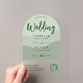 Invitations En Acrylique Site Web RSVP Code QR Mariage Acrylique Vert Olive (In situ (ordinateur de poche))