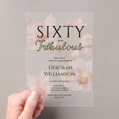 Invitations En Acrylique Sixty and Fabulous Black Pink 60th Birthday Party (In situ (ordinateur de poche))