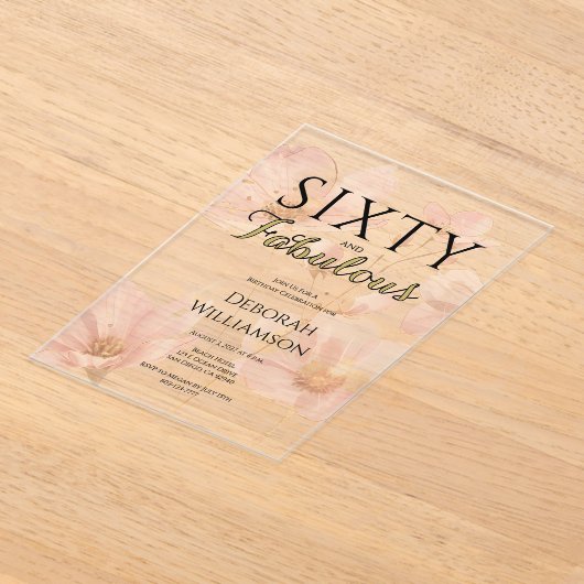 Invitations En Acrylique Sixty and Fabulous Black Pink 60th Birthday Party (Poser)