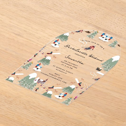 Invitations En Acrylique Ski de neige d'hiver Bachelorette Week-end (Poser)