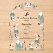 Invitations En Acrylique Ski de neige d'hiver Bachelorette Week-end (Recto)