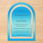 Invitations En Acrylique Sky blue light gradient wedding (Recto)