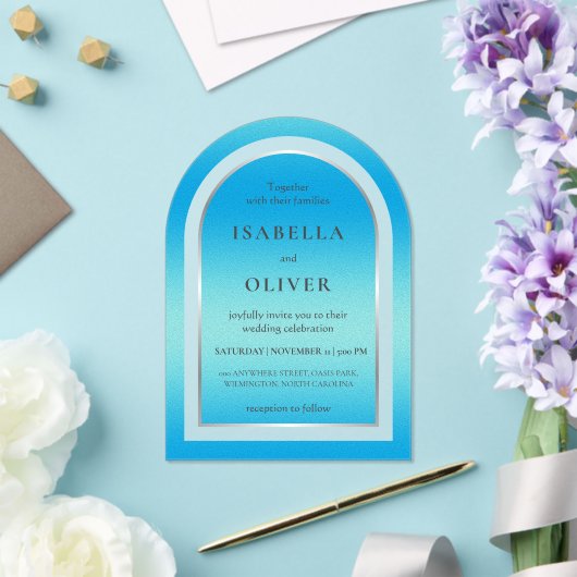 Invitations En Acrylique Sky blue light gradient wedding (Insitu (Mariage))