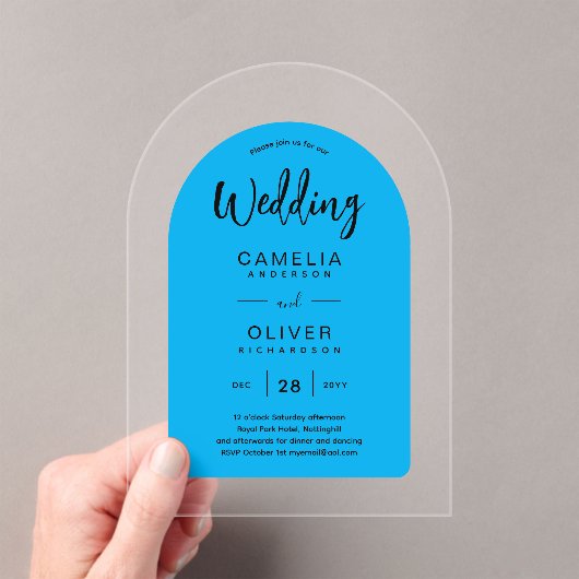 Invitations En Acrylique Sky Blue Zazzle mariage acrylique invite (In situ (ordinateur de poche))