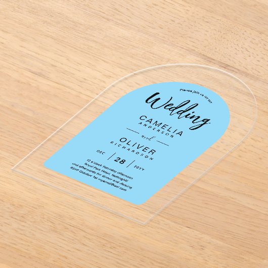 Invitations En Acrylique Sky Blue Zazzle mariage acrylique invite (Poser)