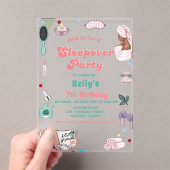 Invitations En Acrylique Sleepover Anniversaire Pamper Party Anniversaire (In situ (ordinateur de poche))