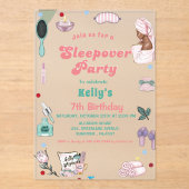 Invitations En Acrylique Sleepover Anniversaire Pamper Party Anniversaire (Recto)
