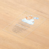 Invitations En Acrylique Sleepy Teddy Bear Presque Await Boy Baby shower (Poser)