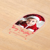 Invitations En Acrylique Snowflakes Arched Photo Joyeux voeux de Noël (Poser)