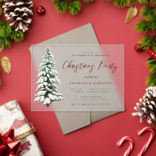 Invitations En Acrylique Snowy Christmas Tree fête de Noël