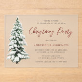 Invitations En Acrylique Snowy Christmas Tree fête de Noël (Recto)