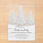 Invitations En Acrylique Snowy Wintry de l'Arbre d'argent Noël (Recto)