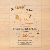 Invitations En Acrylique So Sweet To Bee One Cute Honey Bee 1st Birthday (Recto)