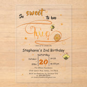 Invitations En Acrylique So Sweet To Bee Two Cute Honey Bee 2nd Birthday (Recto)