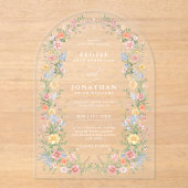 Invitations En Acrylique Soft Pastel Ornate Spring Floral Arch Chic Mariage (Recto)