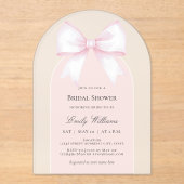 Invitations En Acrylique Soft Pastel Rose Ribbon Bow Fête des mariées (Recto)