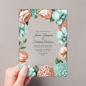 Invitations En Acrylique Soft Peach & Mint Modern Botanical Wedding (In situ (ordinateur de poche))