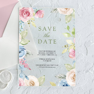Invitations En Acrylique Soft Spring Floral Wedding Enregistrer la date
