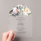 Invitations En Acrylique Soft White Peony with Eucalyptus Bachelorette (In situ (ordinateur de poche))
