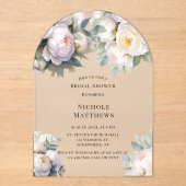 Invitations En Acrylique Soft White Peony with Eucalyptus Bachelorette (Recto)