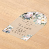 Invitations En Acrylique Soft White Peony with Eucalyptus Wedding (Poser)