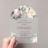 Invitations En Acrylique Soft White Peony with Eucalyptus Wedding (In situ (ordinateur de poche))