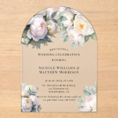 Invitations En Acrylique Soft White Peony with Eucalyptus Wedding (Recto)