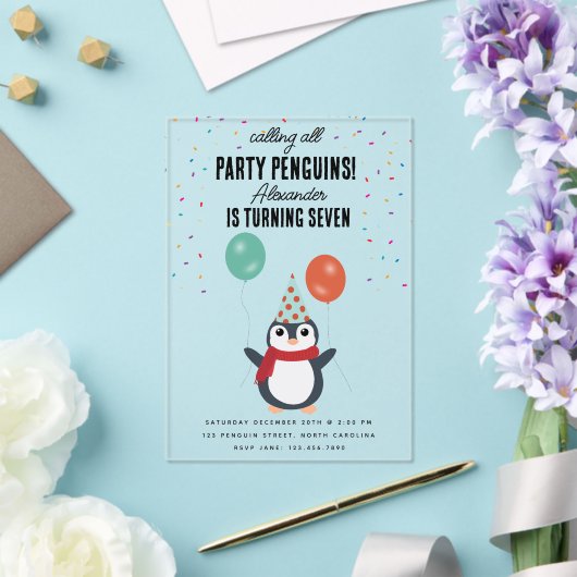 Invitations En Acrylique Soirée Anniversaire de enfant aux oiseaux d'hiver (Insitu (Mariage))