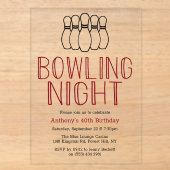 Invitations En Acrylique Soirée Bowling Moderne pour Anniversaire (Recto)