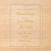 Invitations En Acrylique Soirée d'anniversaire encadrée d'or élégant (Recto)