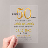 Invitations En Acrylique Soirée De 50 Ans D'Or (In situ (ordinateur de poche))