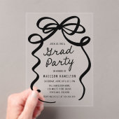 Invitations En Acrylique Soirée de graduation moderne Elegant Black Bow (In situ (ordinateur de poche))