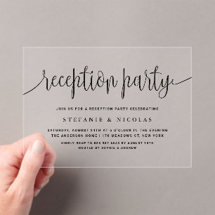 Invitations En Acrylique Soirée de mariage de calligraphie noire