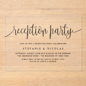 Invitations En Acrylique Soirée de mariage de calligraphie noire (Recto)