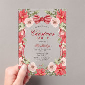 Invitations En Acrylique Soirée de Noël Florale Coquette (In situ (ordinateur de poche))