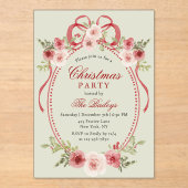 Invitations En Acrylique Soirée de Noël Florale Coquette (Recto)