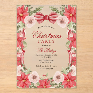 Invitations En Acrylique Soirée de Noël Florale Coquette