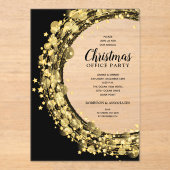 Invitations En Acrylique Soirée de Noël Gold Star Wreath (Recto)