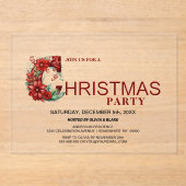Invitations En Acrylique Soirée de Noël rouge (Recto)