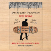 Invitations En Acrylique Soirée de skateboard graffiti urbain (Recto)