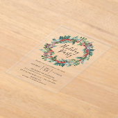 Invitations En Acrylique Soirée de vacances Holly Berry Wreath (Poser)